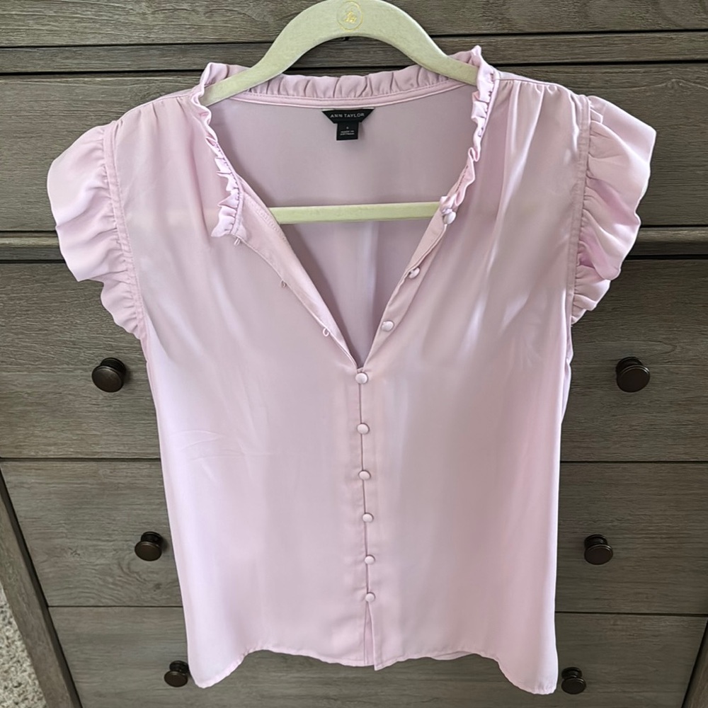 Ann Taylor Pink Ruffled Top